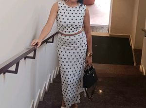 Polka Dot Crop Top &amp; Maxi Skirt Set