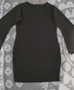 Classic dark olive green bodycon Long-Sleeve Dress