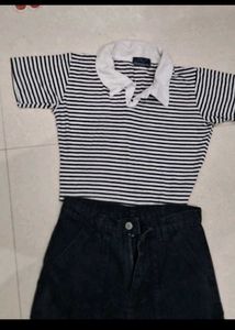 COMBO ✨Striped Polo &amp; Wide Leg Jeans Outfit