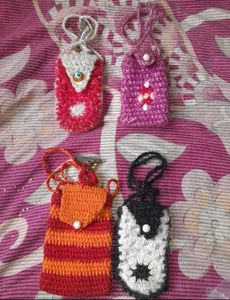 Handmade Crochet Mobile Covers Pouche Set of 4