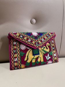 Embroidered Elephant Sling Bag