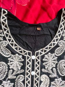 Embroidered Black Kurta