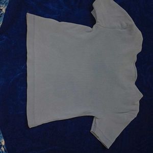 Blue Ribbed U-Neck T-Shirt