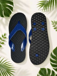 Black Flip Flops with Blue Straps