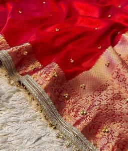 Most Viral ghungaroo Red Banarasi Silk Saree