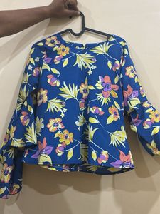 Floral print Navy blue top Women