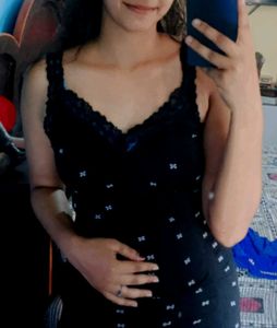 Black Lace Trim Slip Dress