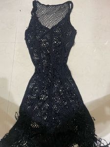Black Crochet Cover-up Dress