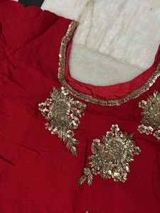 Elegant Red Embroidered Kurti Set