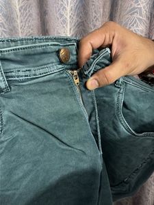 Men's Dark Green Denim Jeans