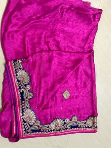 Pink Saree with Embellished ( no blouse )