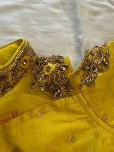 Yellow &amp; Green Embellished Lehenga Choli