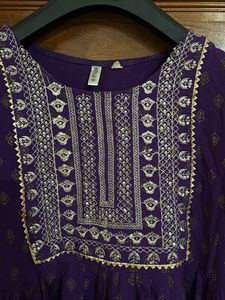 Purple Embroidered Kurta