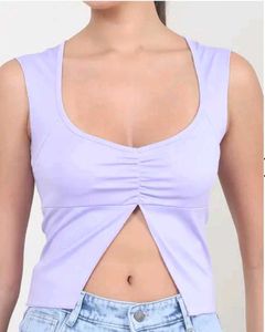 Shein Lavender Cut Out Sleeveless Top