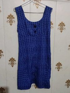 Blue Heart Print Sleeveless Dress