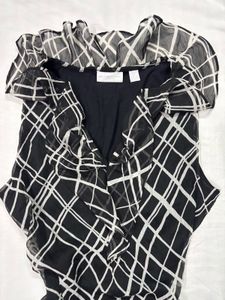 Y2K Ruffle Black stripes Top