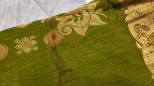 Elegant Green Silk Saree with Gold Border