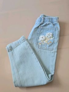 Blue Embroidered Jeans 4 yrs