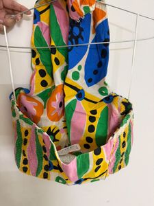 Colorful Abstract Print Knot Handle Bag