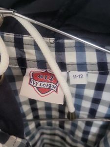 Checkered Hooded Shirt with inner long sleeve
