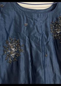 Elegant Navy Blue Embroidered Kurta