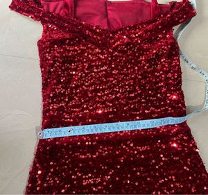 Sparkling Red Off-Shoulder Sequin Dress