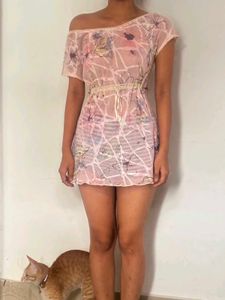Sheer Floral Cover-Up Tunic