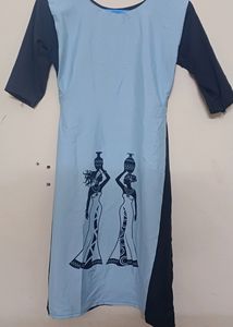 Light Blue Threads Top Kurti