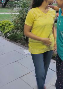 Bright Yellow Embroidered Short Kurti