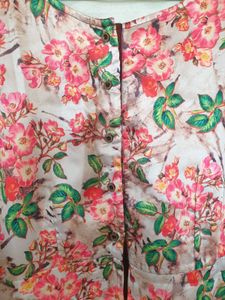 Brown Floral Print Kurta Top