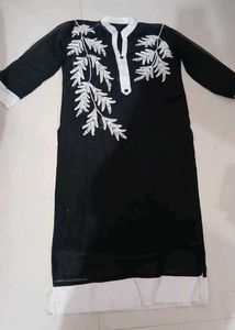 Black Kurta with White Embroidery