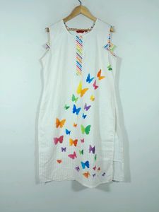White &amp; Multicolor Printed Kurta Set (Women)
