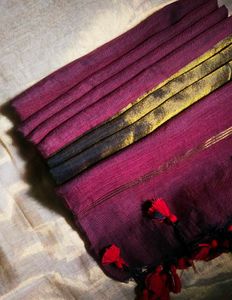 Elegant Maroon Khadi Cotton Saree
