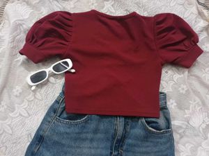 Chic Ruched Puff Sleeve Top