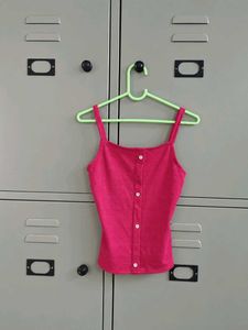 Hot Pink Button-Up Camisole Top
