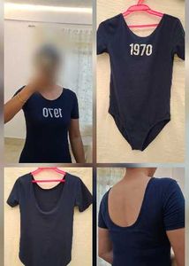 Navy Blue Graphic Bodysuit
