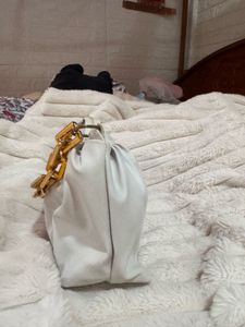 Chic White Handbag with Gold Chain