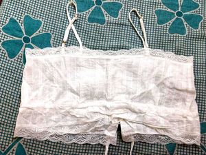 White Lace Trim Camisole Top