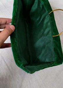 Emerald Velvet Clutch with Rhinestones