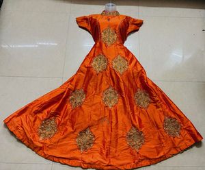 Stunning Orange Embroidered Ethnic Gown
