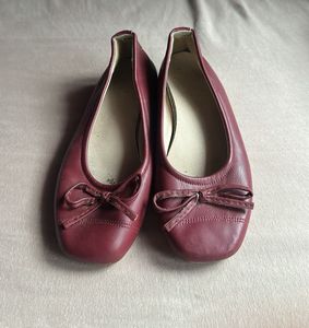 Maroon Ballet Flats with Bow Detail