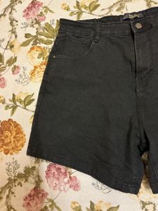 Unused Black Denim Shorts