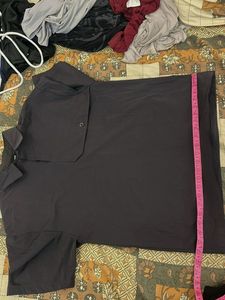 Men's Dark Blue Short Sleeve Collared Shirt