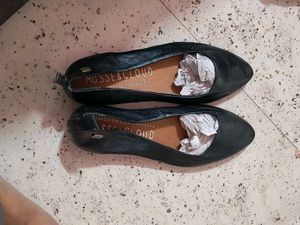 Black Leather Flats