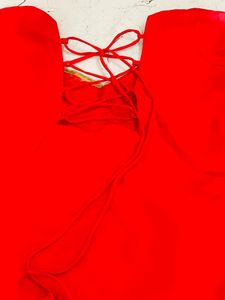 Red Kurti with Gold Detailing