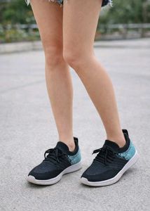 Stylish Black & Blue Knit Sneakers