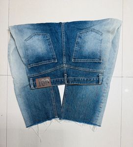 Distressed Wash Wide Leg Jeans