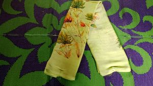"Botanical Elegance: Green Digital Floral Saree" 🌿🌸