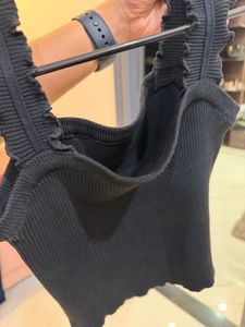 Chic Black Ribbed Crop Top