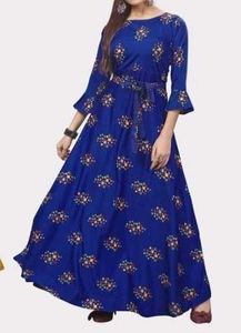 Royal Blue Floral Print Maxi Dress